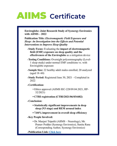 Enviroglobe Premium - Improves Deep Sleep | Protects from Electro Magnetic Radiation(EMR) | Clinically Tested by AIIMS & Apollo | Home Improvement Device