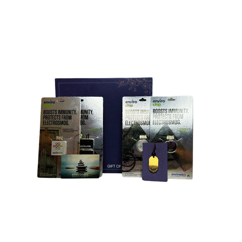 Heart & Brain Health + Immunity Gift Pack - 1 Envirochip for Mobile Phone + 1 Envirochip for Laptop + 1 Envirochip for Wi-Fi Router / Tab + 1 Envirocare Pendant + 1 Envirocare Card