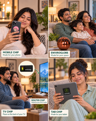 Family Protection Pack – EnviroGlobe + Envirochip for Wi-Fi Router, TV, Tablet & Mobile (Pack of 2) | Complete Home EMF Protection for Every Family Member